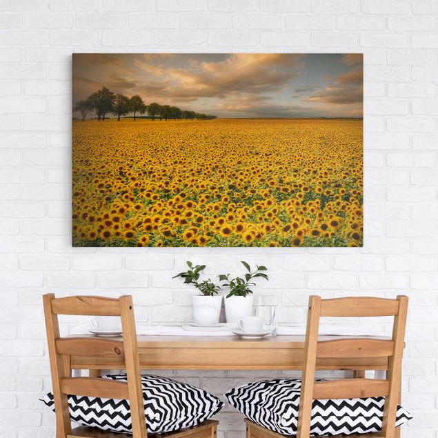 Wanddeko Wohnzimmer Feld mit Sonnenblumen