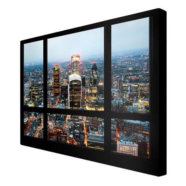 Wanddeko Büro Fensterblick auf beleuchtete Skyline von London