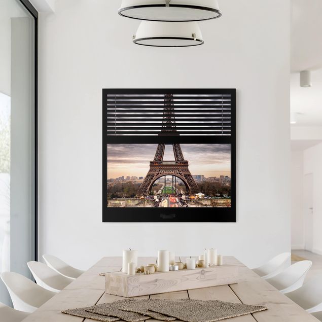 Wanddeko Flur Fensterblick Jalousie - Eiffelturm Paris