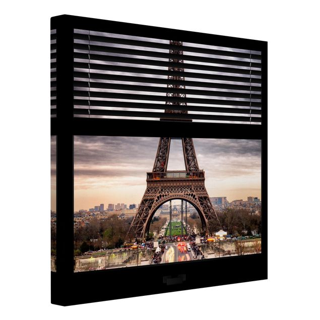 Wandbilder Paris Fensterblick Jalousie - Eiffelturm Paris