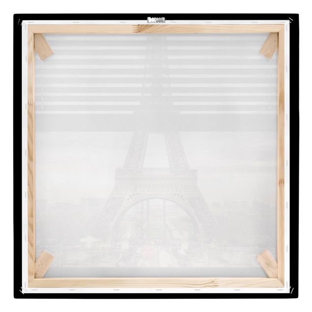 Leinwandbild Paris Fensterblick Jalousie - Eiffelturm Paris