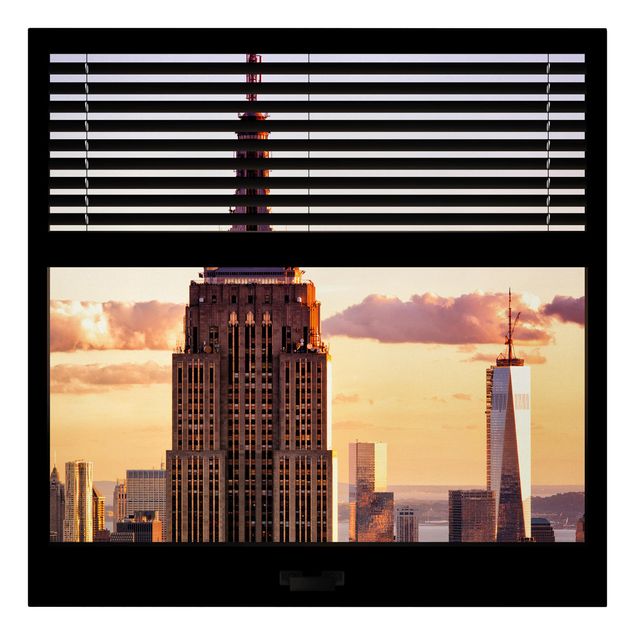 Wanddeko Esszimmer Fensterblick Jalousie - Empire State Building New York