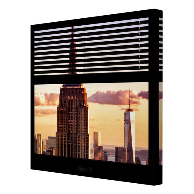 Wanddeko Büro Fensterblick Jalousie - Empire State Building New York