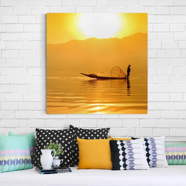 Wandbilder Fische Fischer im Sonnenaufgang
