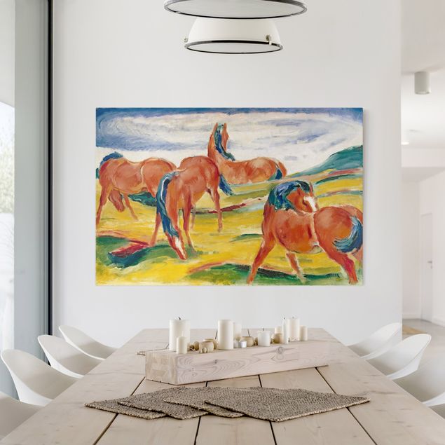 Wanddeko Wohnzimmer Franz Marc - Weidende Pferde