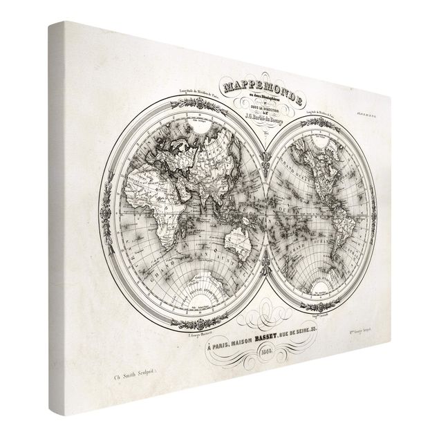 Wanddeko Esszimmer Französische Karte der Hemissphären von 1848
