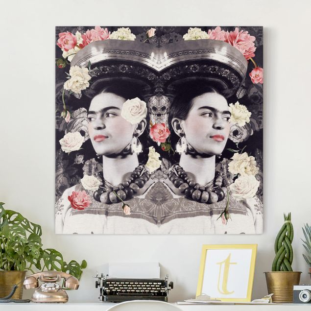 Wanddeko Wohnzimmer Frida Kahlo - Blumenflut