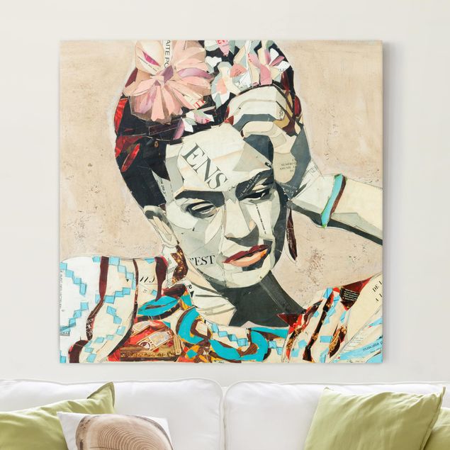 Wanddeko beige Frida Kahlo - Collage No.1