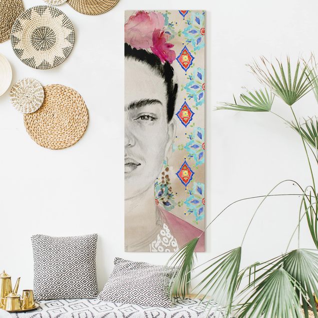 Wanddeko Wohnzimmer Frida mit rosa Blüten I