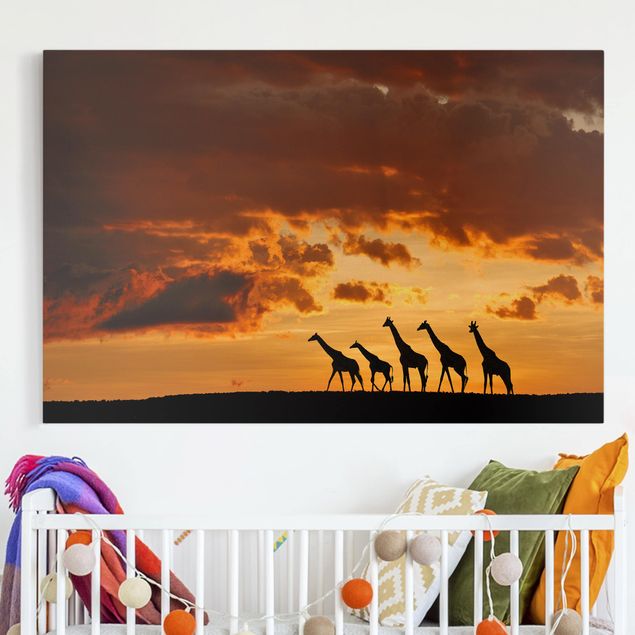 Wanddeko Afrika Fünf Giraffen