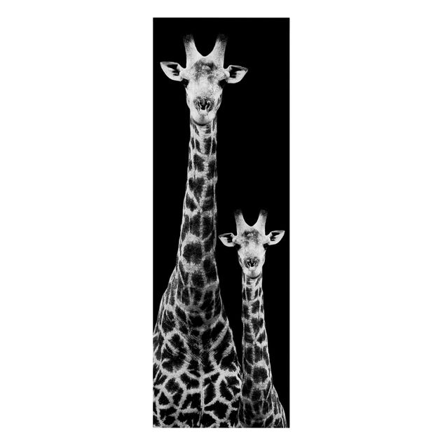 Wanddeko Schlafzimmer Giraffen Duo schwarz-weiß