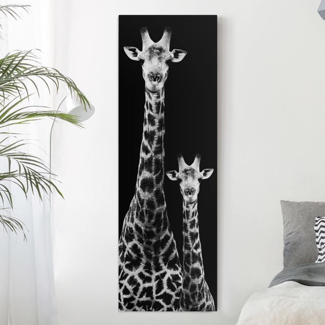 Wanddeko Wohnzimmer Giraffen Duo schwarz-weiß