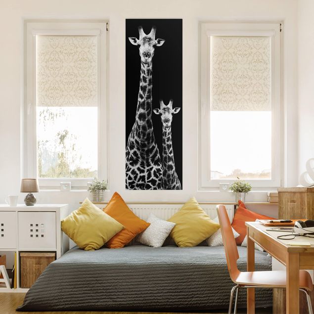 Wanddeko Büro Giraffen Duo schwarz-weiß