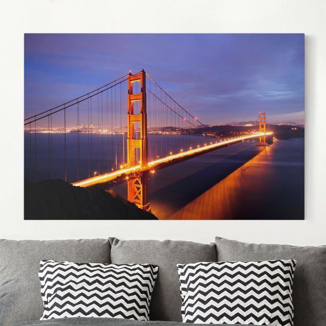 Wanddeko Wohnzimmer Golden Gate Bridge bei Nacht