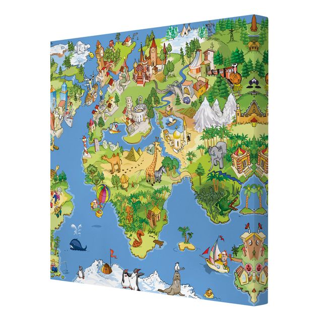 Wanddeko Weltkarte Great And Funny Worldmap
