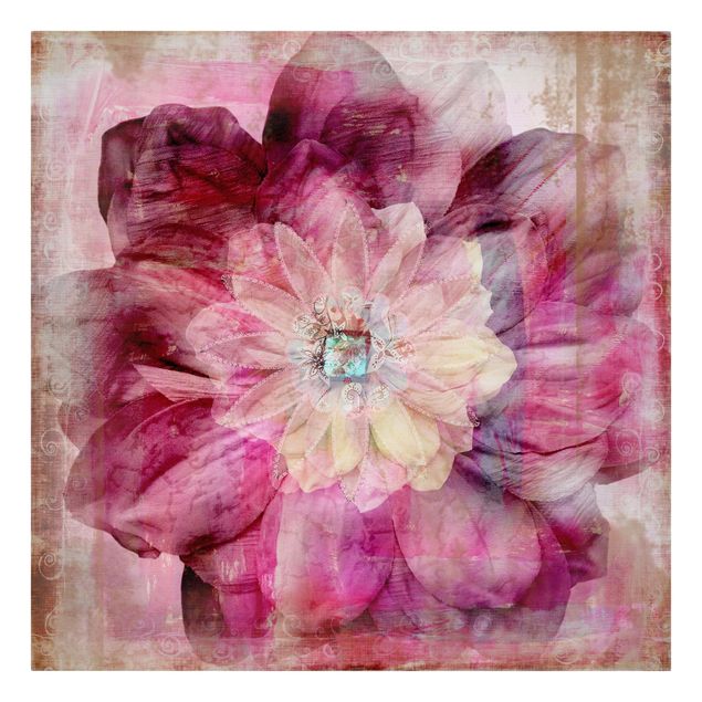 Wanddeko Esszimmer Grunge Flower