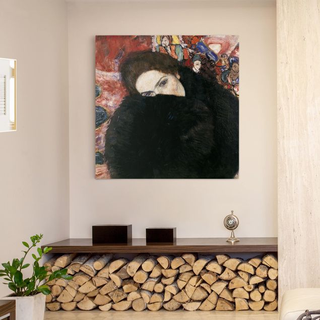 Wanddeko Wohnzimmer Gustav Klimt - Dame mit Muff