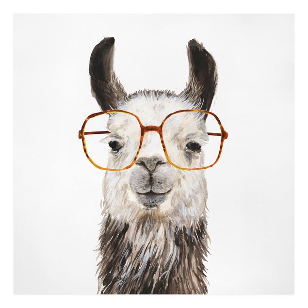 Wanddeko Esszimmer Hippes Lama mit Brille IV