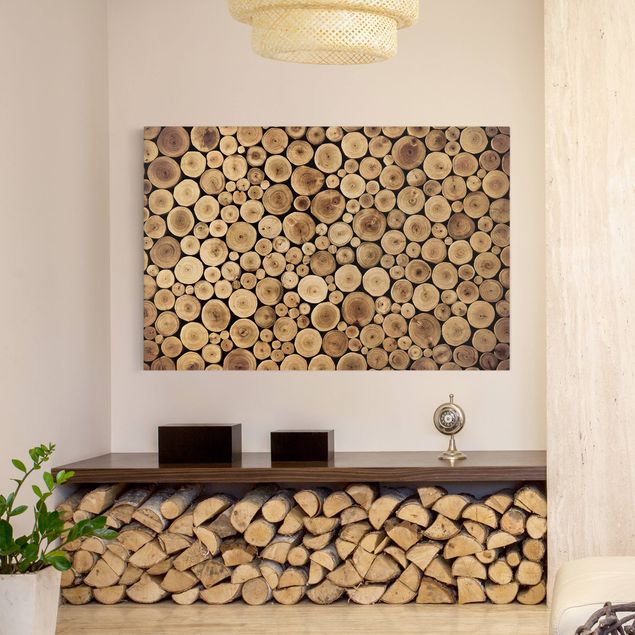 Wanddeko Wohnzimmer Homey Firewood