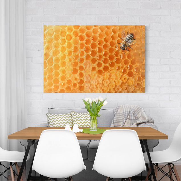 Leinwand Sonnenblumen Honey Bee