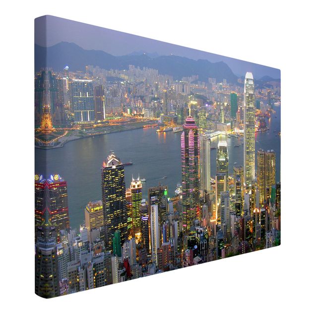 Wanddeko Wohnzimmer Hongkong Skyline