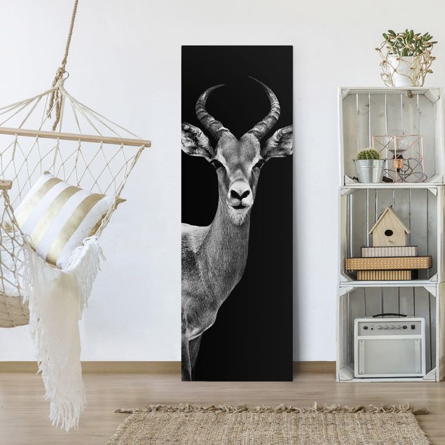 Wanddeko Flur Impala Antilope schwarz-weiß
