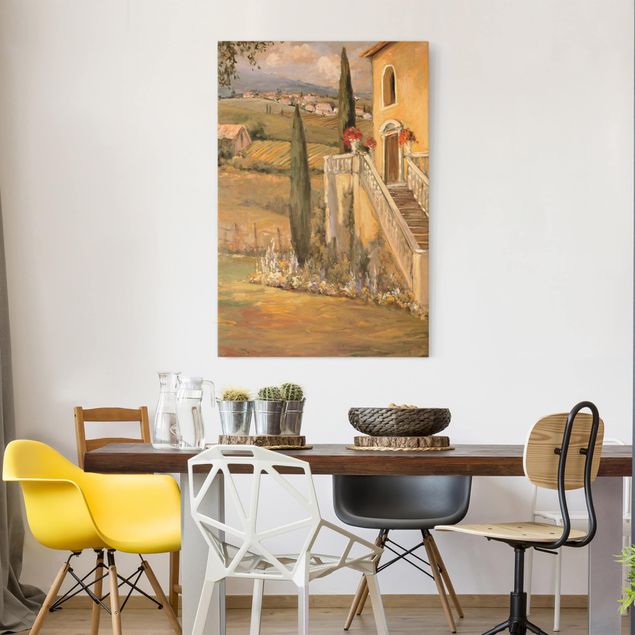 Wanddeko Wohnzimmer Italienische Landschaft - Haustreppe