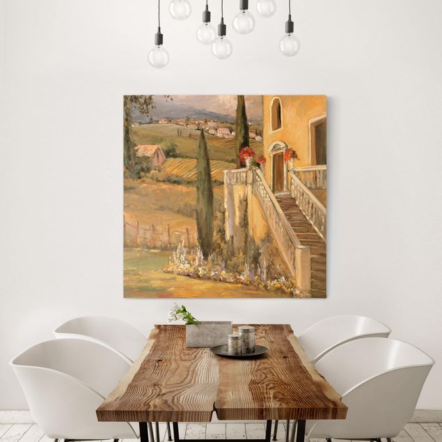 Wanddeko Wohnzimmer Italienische Landschaft - Haustreppe