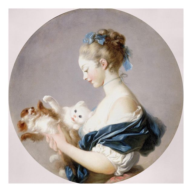 Leiwandbild Katze Jean Honoré Fragonard - Mädchen mit Hund