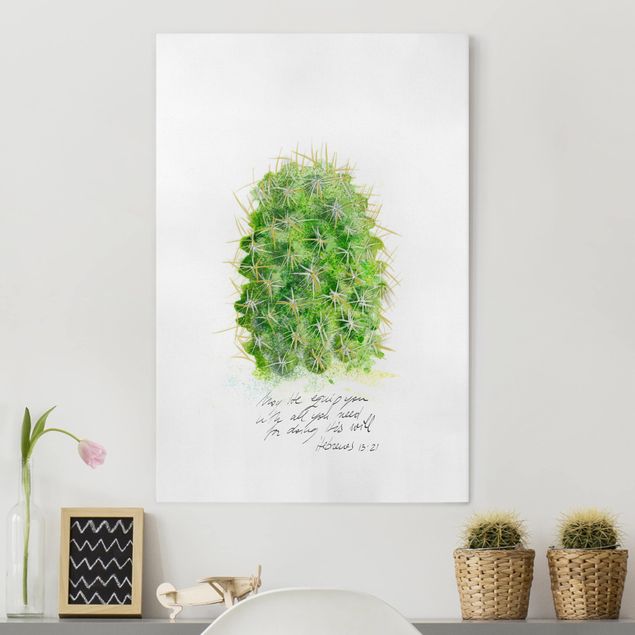 Wanddeko Wohnzimmer Kaktus mit Bibelvers I