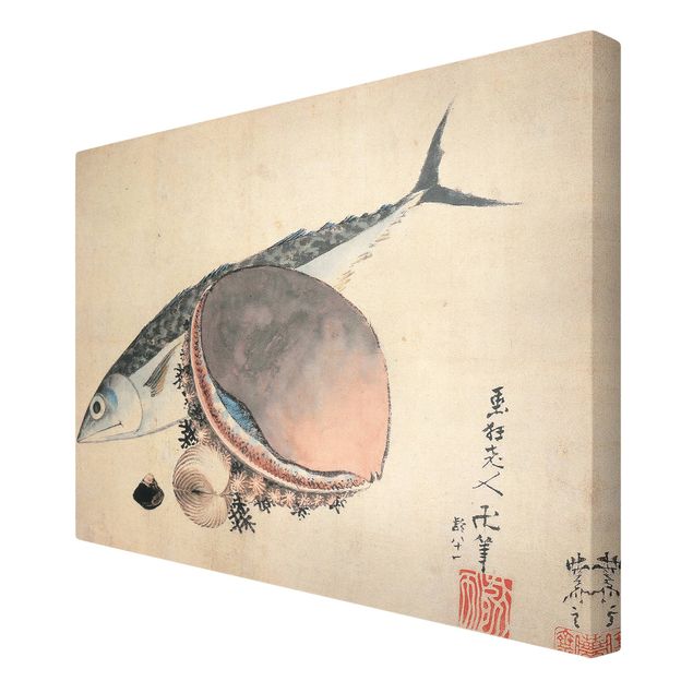 Wanddeko Schlafzimmer Katsushika Hokusai - Makrele und Seemuscheln