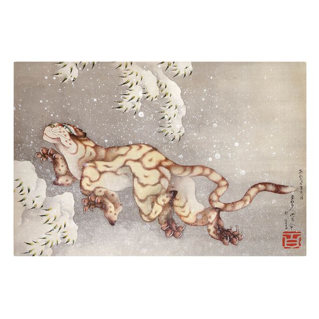 Wanddeko Büro Katsushika Hokusai - Tiger in Schneesturm