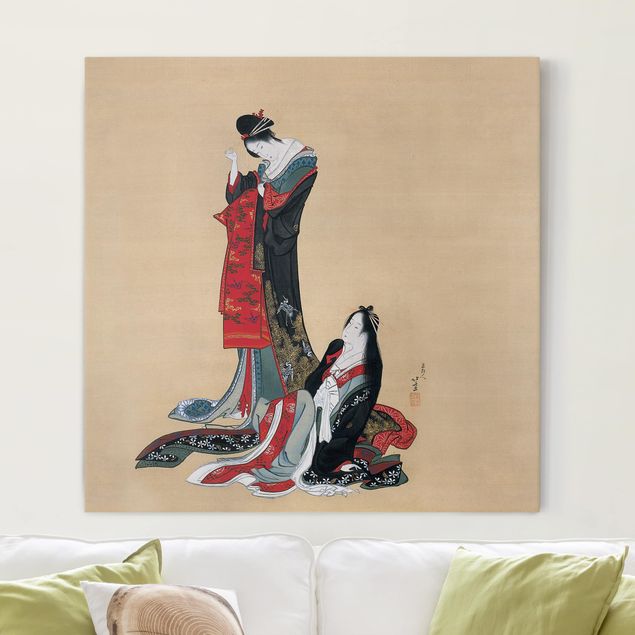 Wanddeko Wohnzimmer Katsushika Hokusai - Zwei Kurtisanen