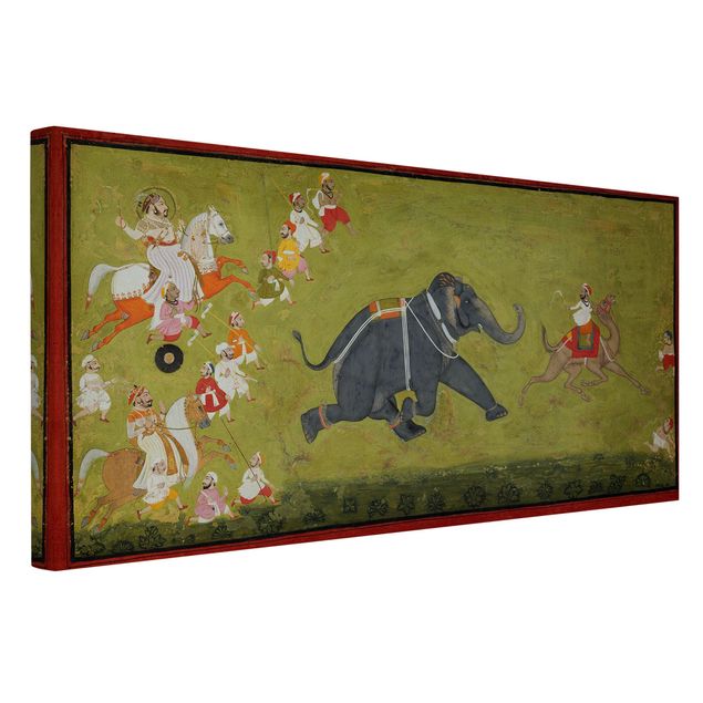 Wanddeko Schlafzimmer Indisch - Maharaja Jagat Singh verfolgt fliehenden Elefanten