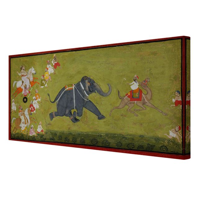 Wanddeko Esszimmer Indisch - Maharaja Jagat Singh verfolgt fliehenden Elefanten