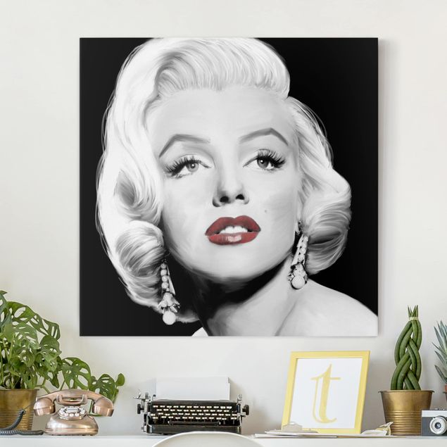 Wanddeko Wohnzimmer Marilyn mit Ohrschmuck