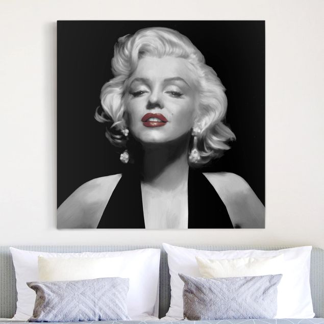 Wanddeko Schlafzimmer Marilyn mit roten Lippen