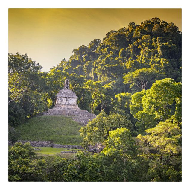 Wanddeko grün Maya Ruinen