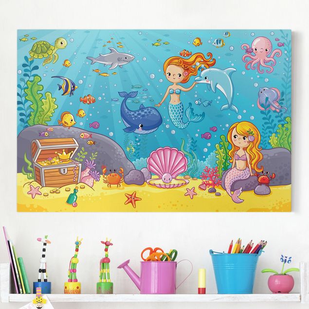 Kinderzimmer Deko Meerjungfrau - Unterwasserwelt
