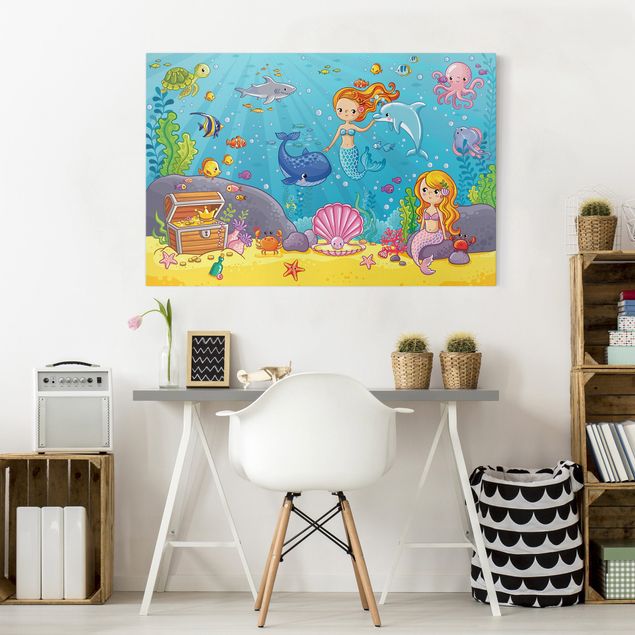 Wanddeko Babyzimmer Meerjungfrau - Unterwasserwelt