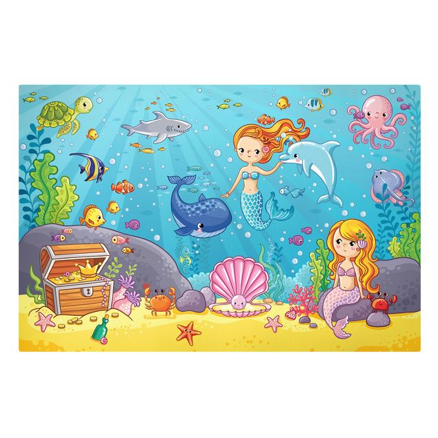 Wanddeko Jungenzimmer Meerjungfrau - Unterwasserwelt