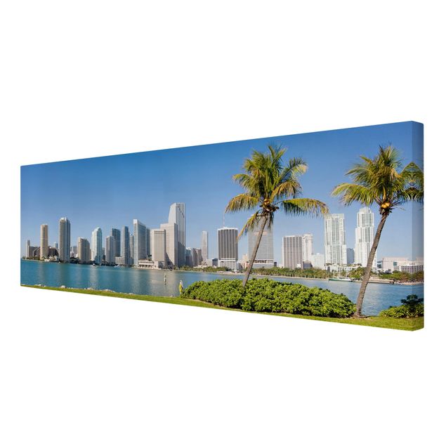 Wanddeko Treppenhaus Miami Beach Skyline