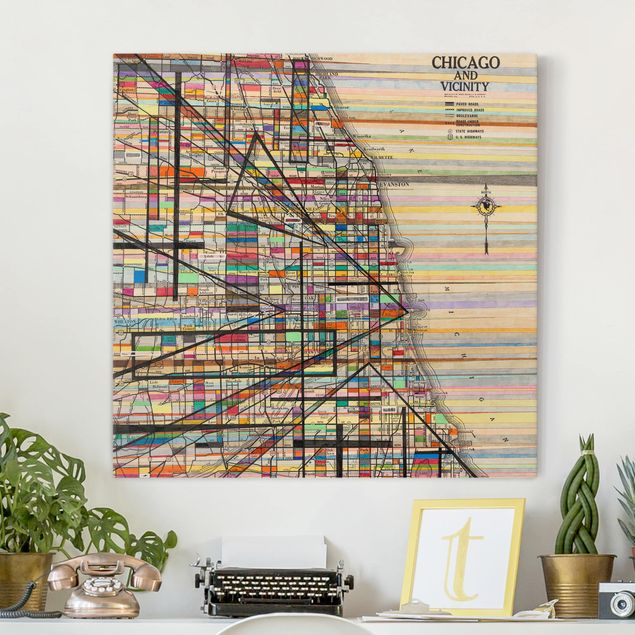 Wanddeko Wohnzimmer Moderne Karte von Chicago