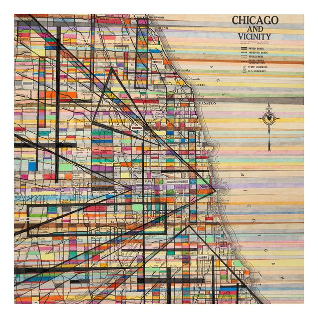 Wanddeko Esszimmer Moderne Karte von Chicago