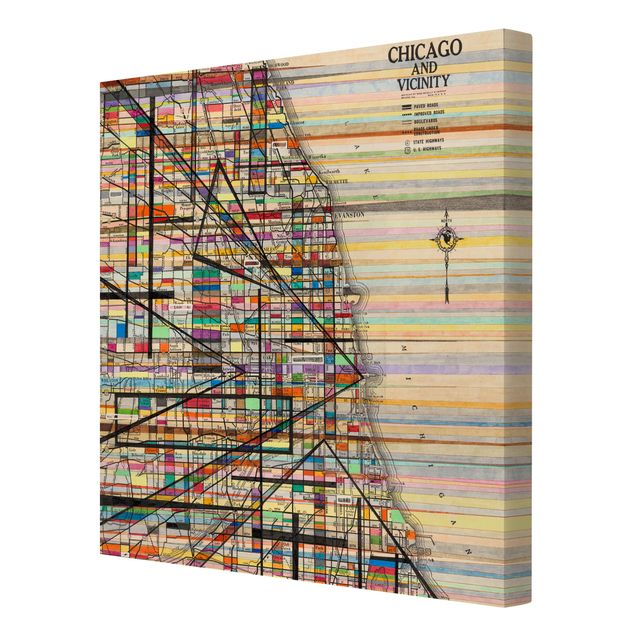 Wanddeko Büro Moderne Karte von Chicago