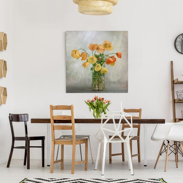 Wanddeko Wohnzimmer Mohnblumen in einer Vase