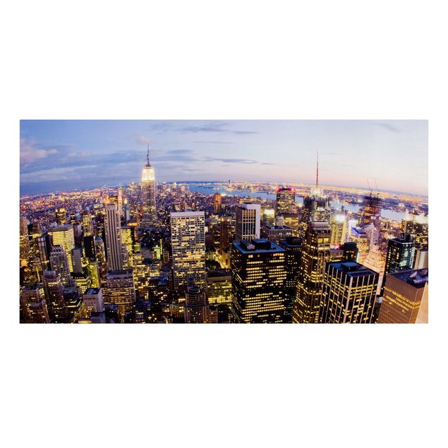 Wanddeko Esszimmer New York Skyline bei Nacht