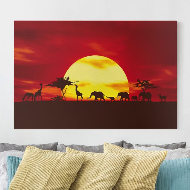 Leinwandbild Elefant Sunset Caravan
