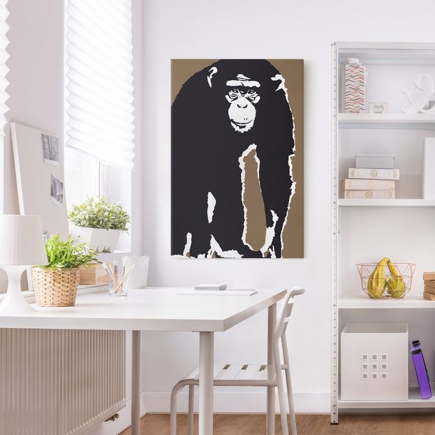 Wanddeko Büro Schimpanse