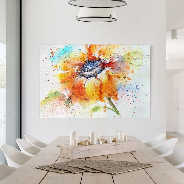Wanddeko Wohnzimmer Painted Sunflower